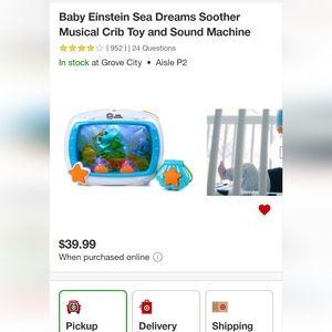 Baby Einstein Sea and Dreams Soother Musical Crib Toy and Sound Machine